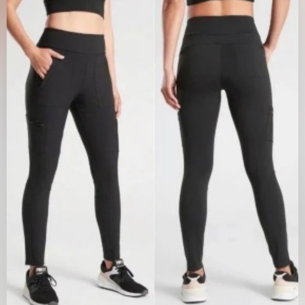 ATHLETA HEADLANDS HYBRID HIGH RISE CARGO LEGGINGS PETITE SIZE 2